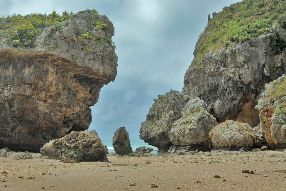 rock formations on the beach near shirumichu