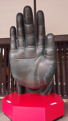 replica of the giant buddha statue hand in Todaiji Temple in Nara gives a sense of the sheer size of the statue