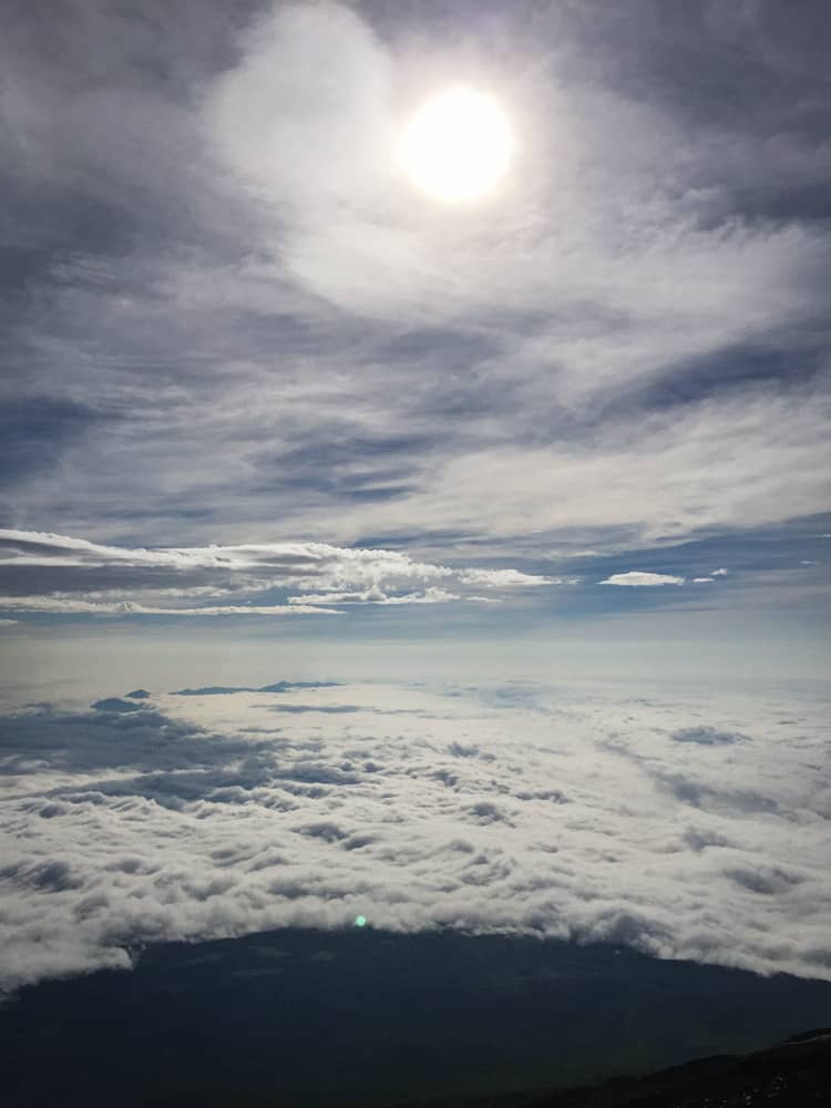 Beautiful sunrise view from the top of Mt Fuji