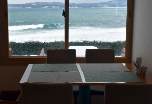 The western room at this cafe in Sado island