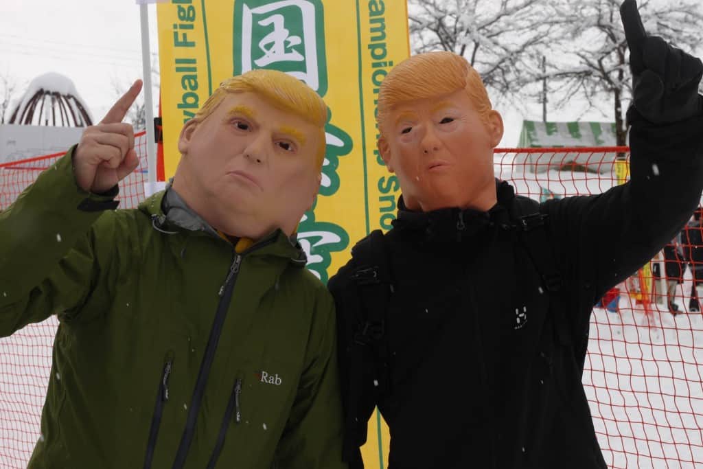 Donald trump players at Koide international snowball fight