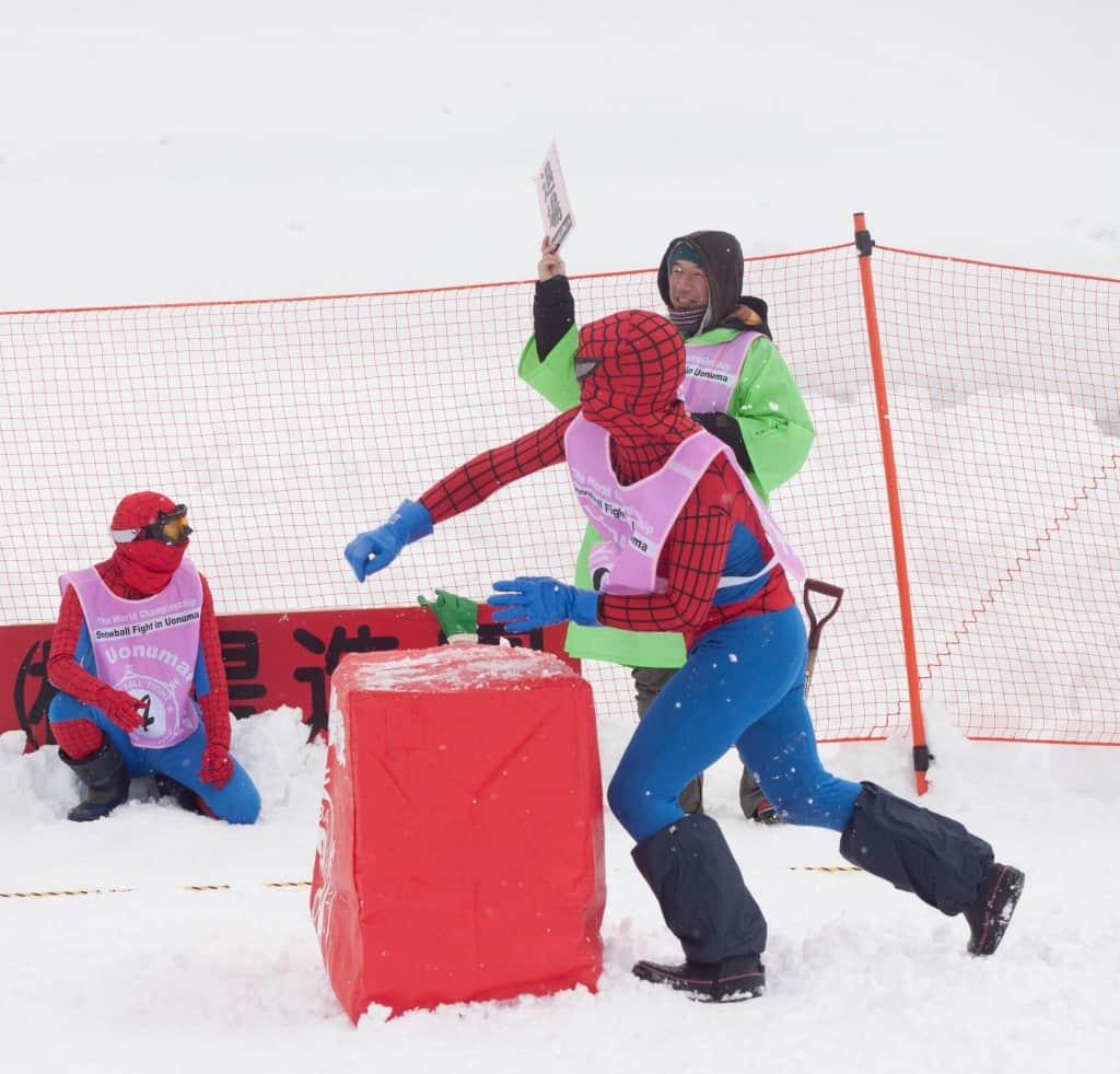 Spidermen players at Koide international snowball fight