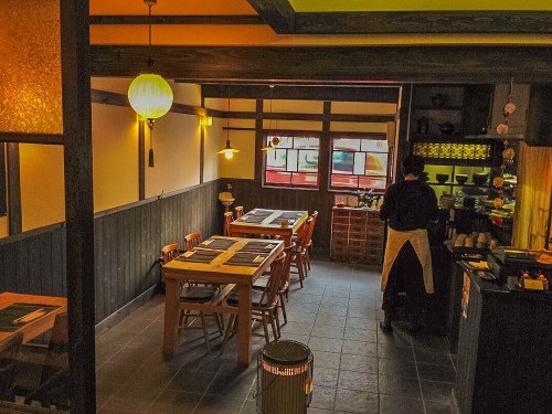 Nagomi's interior, a well known restaurant serving Yuba and kaiseki.