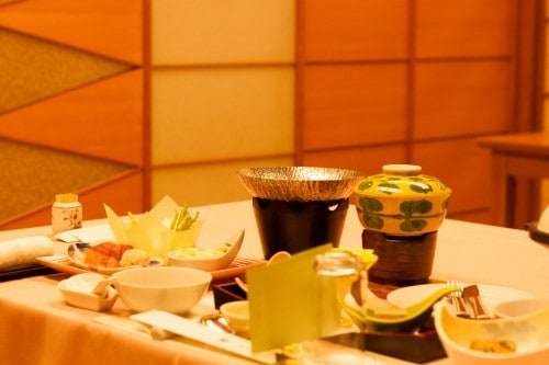 Yahata-ya ryokan includes a private dinner, and a buffet style breakfast.