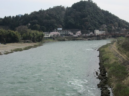 Nagara river view from the bridge, Mino city, Gifu prefecture