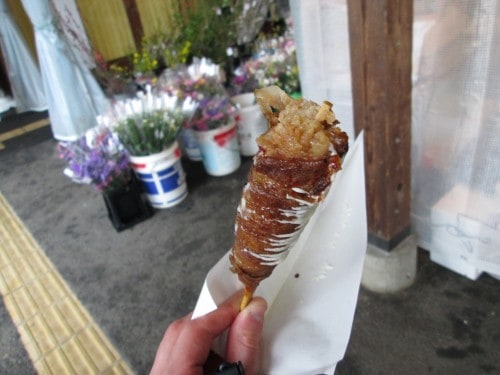 "Nikumaki onigiri kushi", rice-filled kushiage