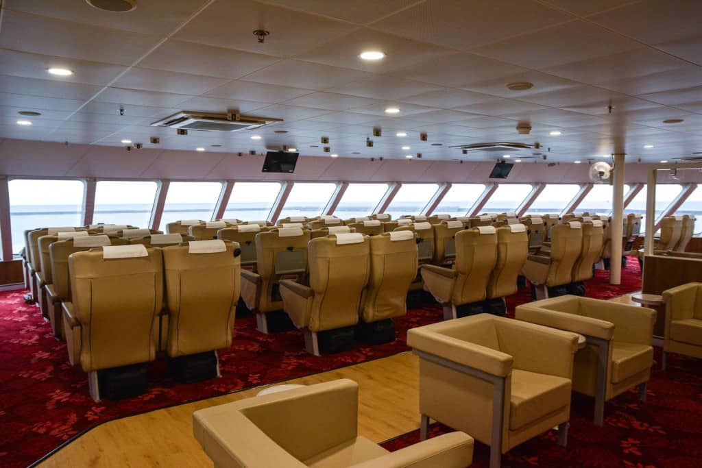 The first class seat at Sado Kisen Ferry