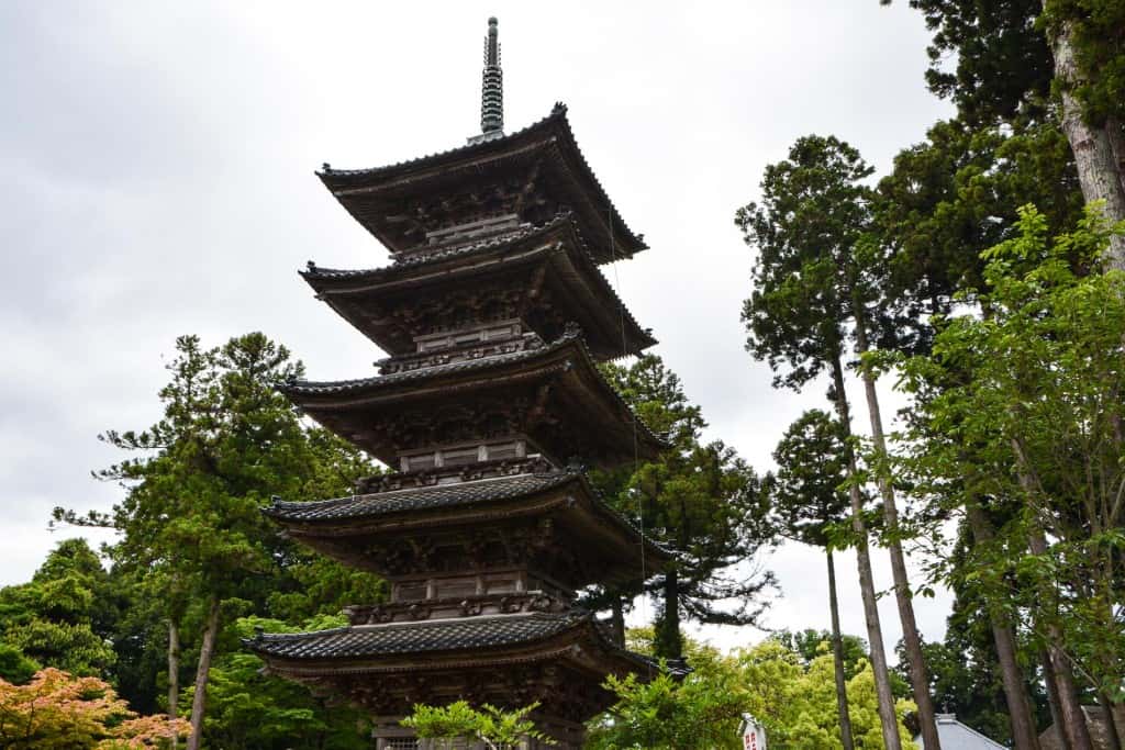5 pagoda at Myosenji temple on Sado island, Niigata, Japan