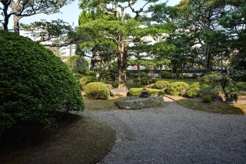 Japanese garden of Karatsu Onsen Ryokan Wataya, Karatsu, Saga prefecture, Kyushu.