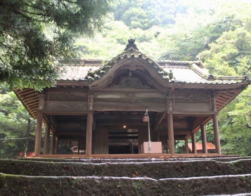 Entrance to the shrine building in Oita prefecture, Kyushu, Japan.