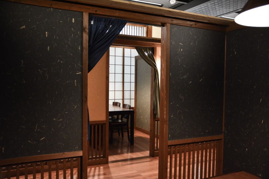 Details of a wooden ryokan in Japan