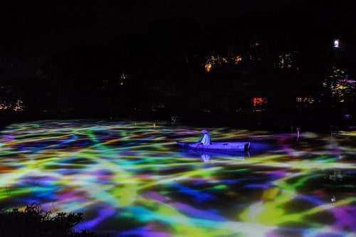 The Artistic illuminated Exhibition by Teamlab at the Mifuneyama Rakuen, Saga
