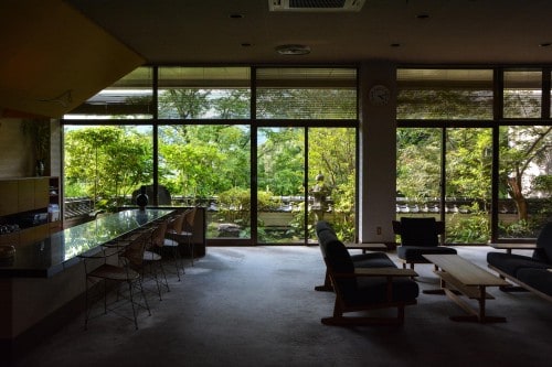 The lobby at Mifuneyama Kanko Hotel, Saga prefecture, Kyushu. 