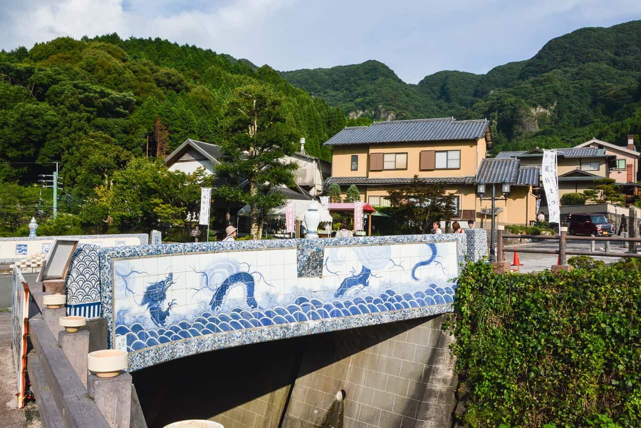 Japanese porcelain bridge in Imari Okawachiyama pottery village, Saga prefecture, Kyushu.