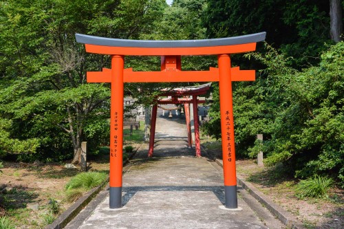 The red torii which leads to Kagamiyama shrine in Karatsu