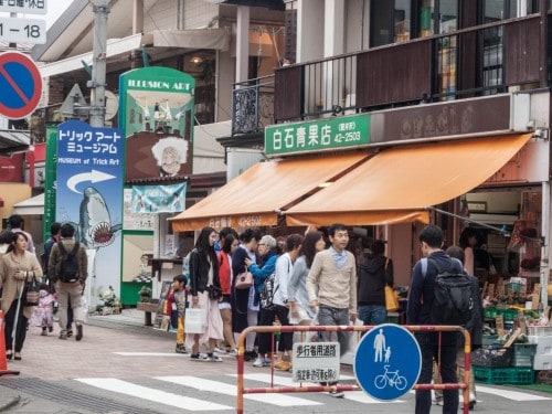 Kyu Karuizawa street, a busy shopping street in Karuizawa, Nagano, Japan.