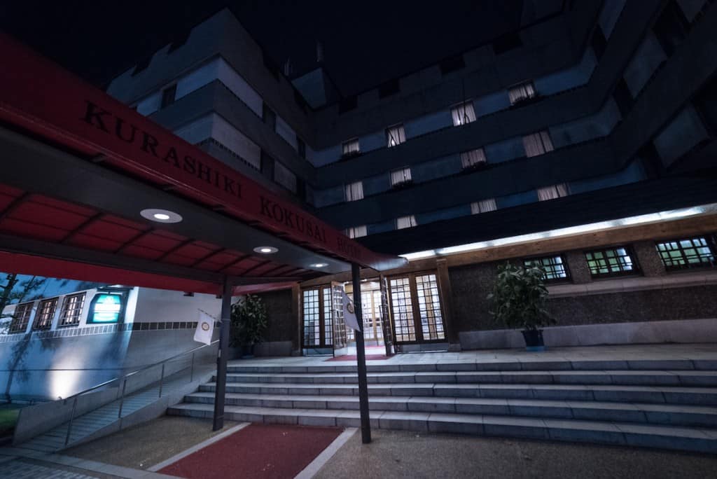 Kurashiki Hokusai Hotel near Kurashiki Bikan Historical Quatier in Okayama prefecture, Japan.