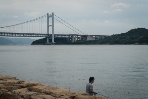 the view from Kurashiki Shimotsui Gion Shrine, Okayama prefecture, Japan.
