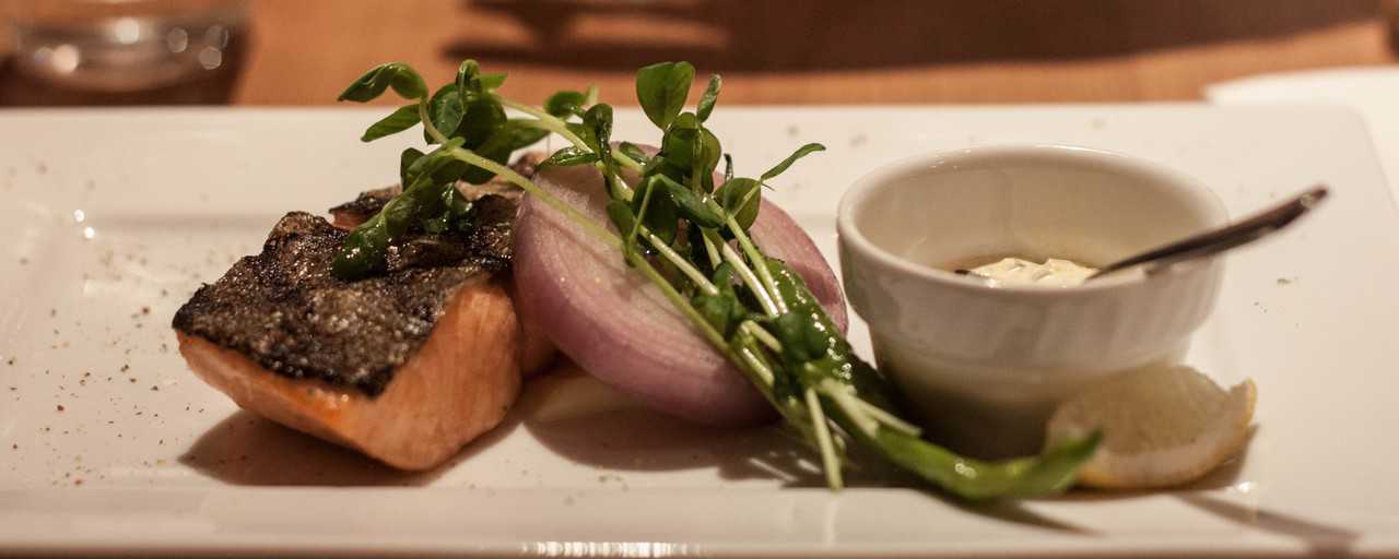 Detail of a salmon dish