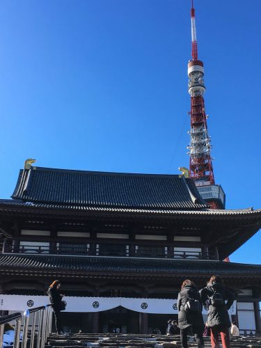 Zojo-ji Temple and Tokyo Tower, Japan.