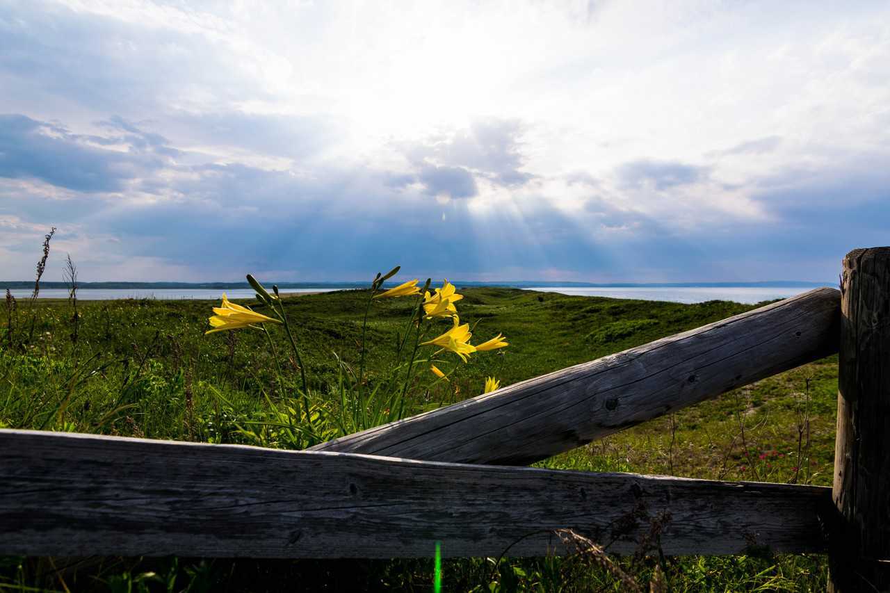 Starburst sunlight through grey clouds in Hokkaido Japan