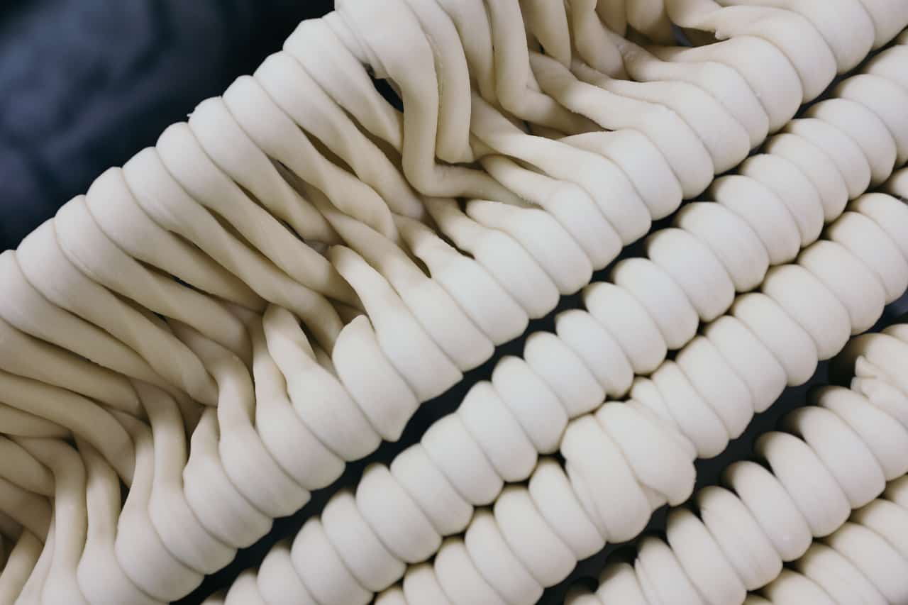 a braid of udon noodles before it is prepared