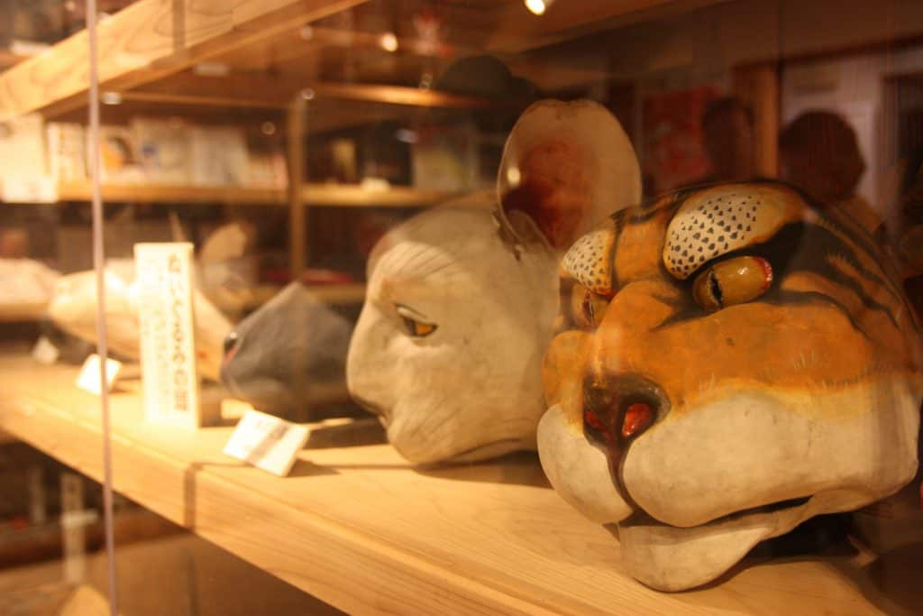 Japanese wooden masks for theatre arts
