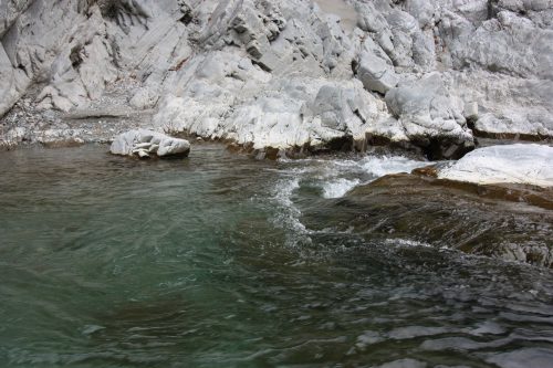 White cliffs of Oboke Gorge along the Yoshino River, Tokushima Prefecture.
