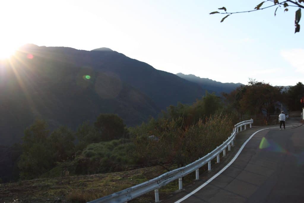 Sunrise over the mountains of Mima in Tokushima.