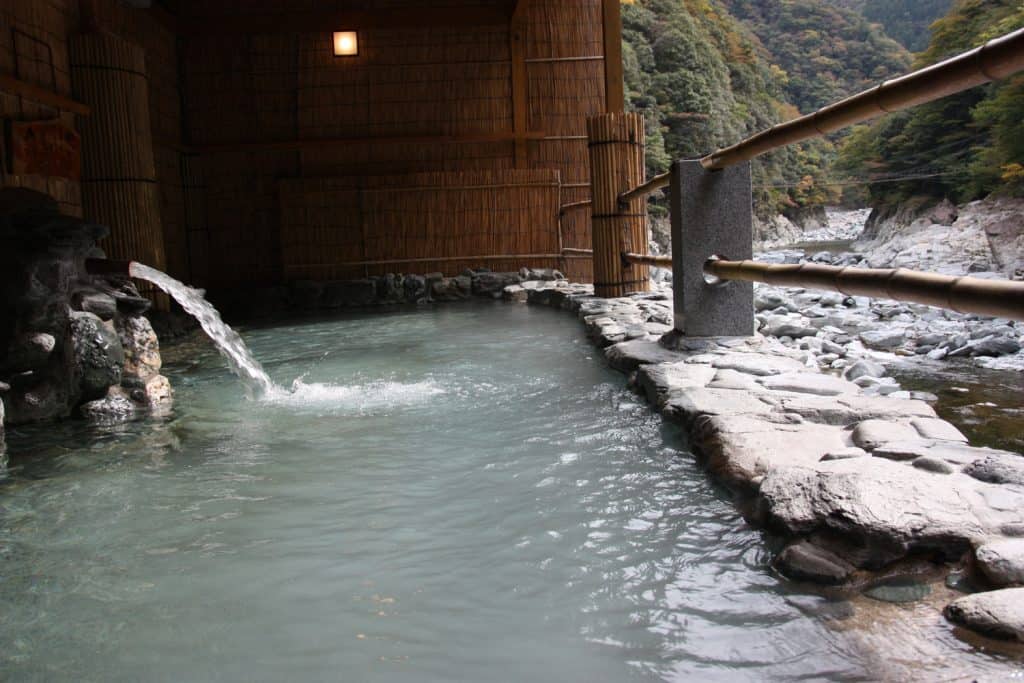 An onsen next to the Iya River