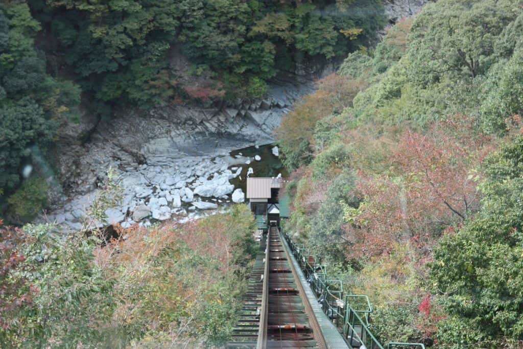 A cable car that heads to an onsen place