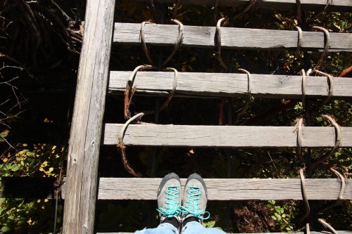 Crossing the vine suspension bridges of the Iya Valley.