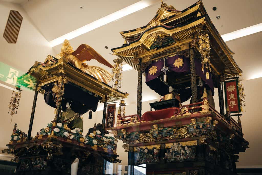 Portable shrines used in a festival of Yatsuo village, Toyama.