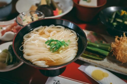 Bowl of somen noodles.