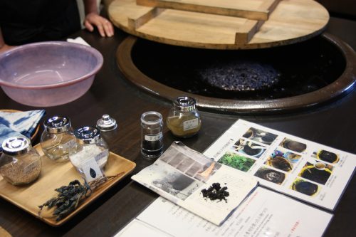 An indigo dyeing workshop conducted in Mima town, Tokushima.