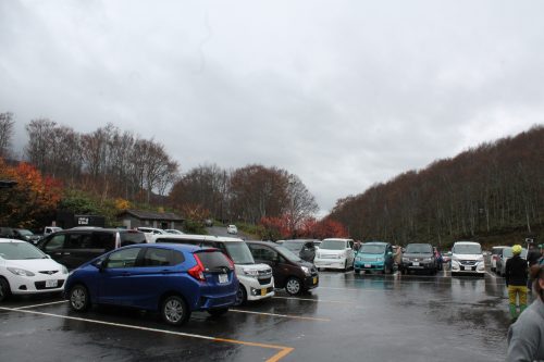 Parking area of Sukayu onsen, Aomori prefecture in the Tohoku region, Japan.