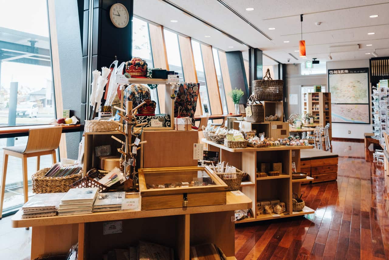 souvenirs on sale in the Iiyama Tourism Center