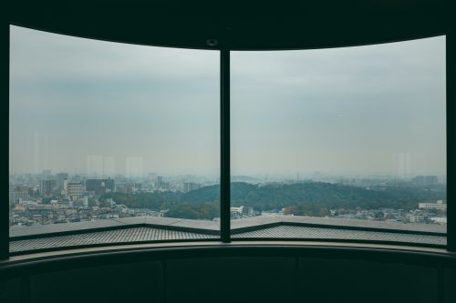 View of kofun from Sakai City Hall, Sakai, Osaka, Kinki, Japan