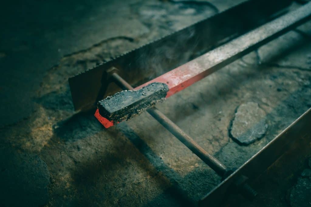Manufacture of a knife in the forge of Mizuno Tanrenjo, Sakai, Osaka, Japan