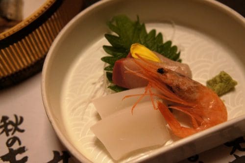 Kaiseki dinner at Tokouen ryokan in Kaike Onsen, San'in region, Japan