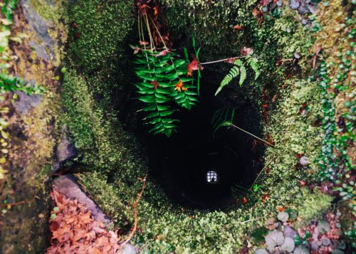 Ancient well at Oka Castle Ruins, Taketa city, Oita, Kyushu