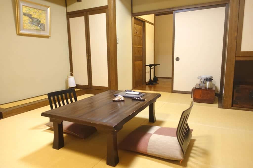 The ryokan Yunoyado Motoyu club lounge, traditional Japanese inn in Yuzawa