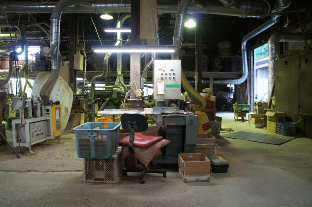 Inside Yamachiku's bamboo chopsticks factory, in Tamana