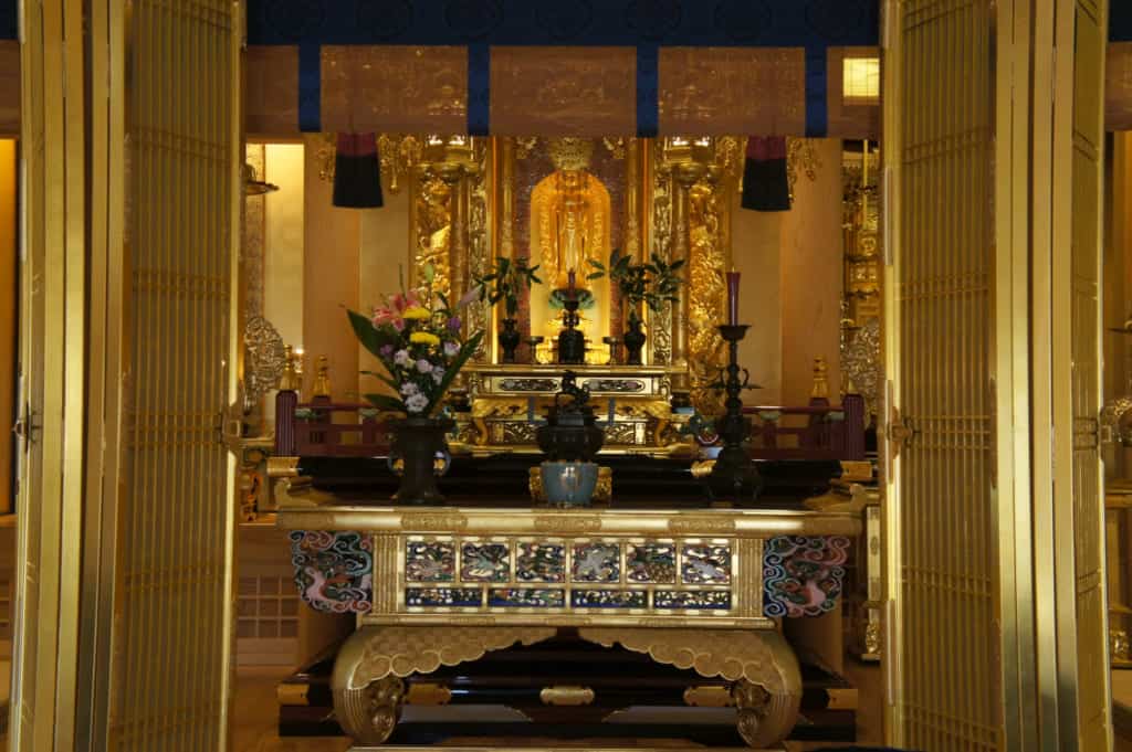 The altar, inside the Zenriyuji temple in Kikuchi