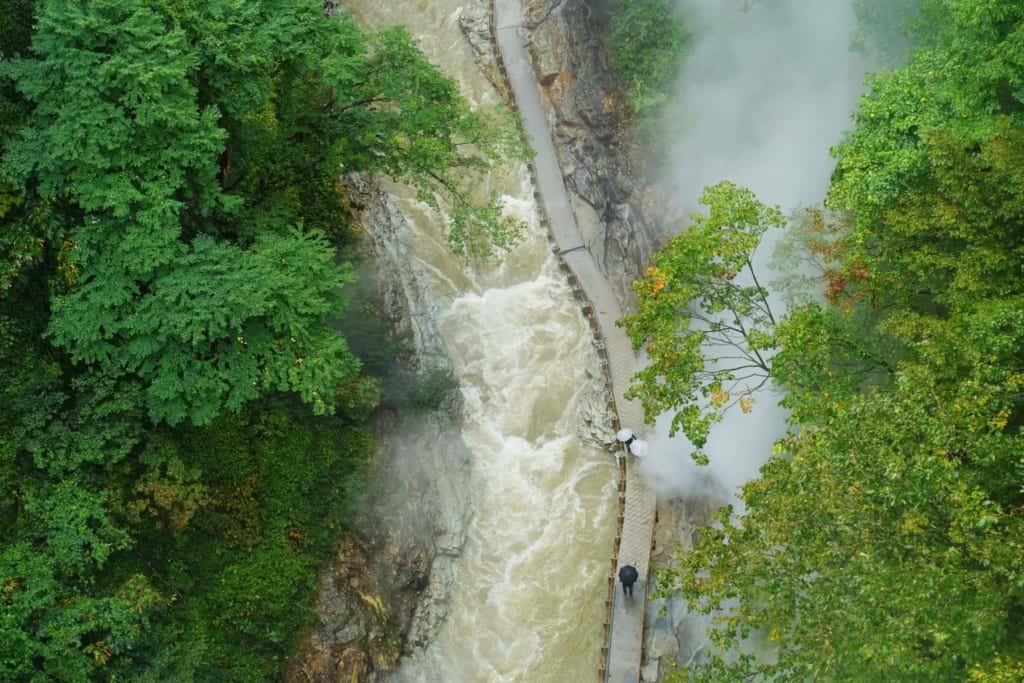 Aerial view of the river from the bridge