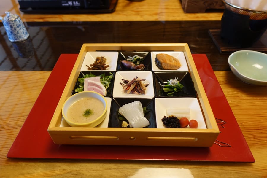 Breakfast at Takanosu Onsen. 