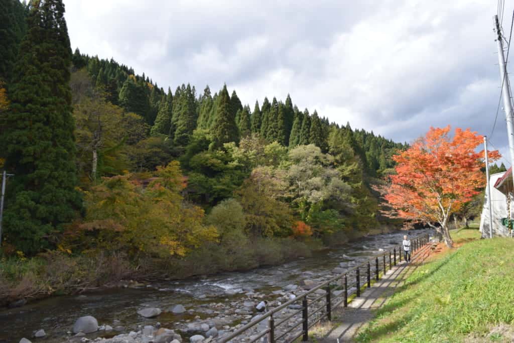 River in the middle of the mountains of the Yuzawa region