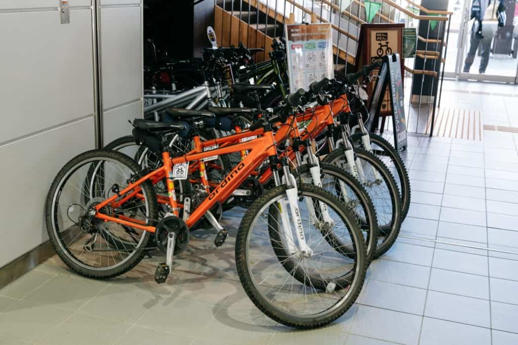 Bikes for rent at Iiyama Station