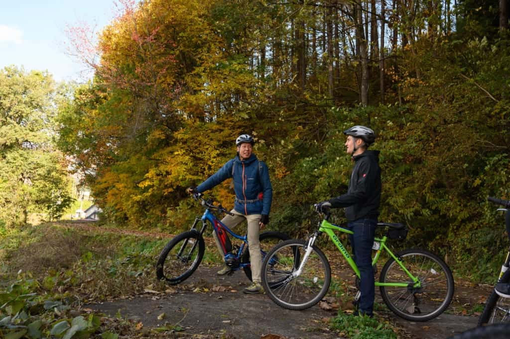 Taking a break during our cycling tour
