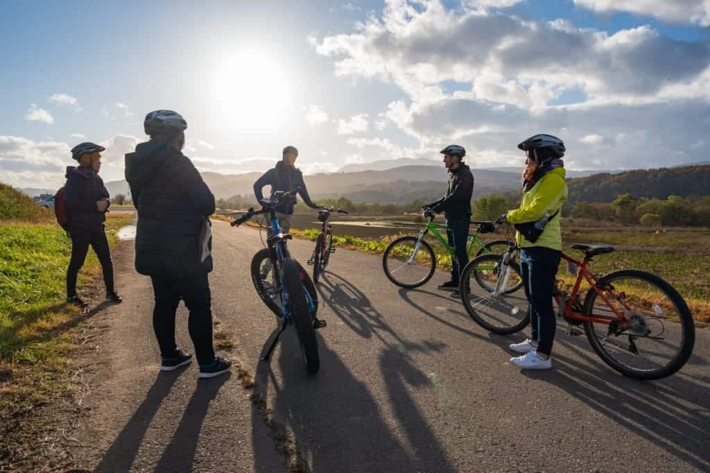 Taking a break from our bike ride